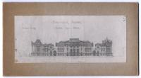 [Biblioteca Nacional, dibujo de la fachada por calle Moneda]