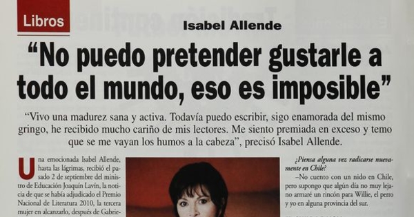 "No puedo pretender gustarle a todo el mundo, eso es imposible"