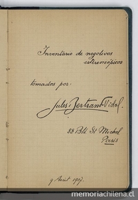  Inventario de negativos estereoscópicos tomados por Jules Bertrand Vidal