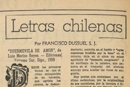 Letras chilenas. "Duermevela de amor", de Luis Merino Reyes; "Mi amigo", de Roberto Vilches Acuña