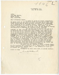 [Carta] 1946 diciembre 26, Washigton D.C. [a] Juan Mujica de la Fuente, Bahía Blanca, Argentina