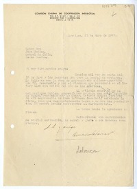 [Carta] 1947 mayo 27, Santiago, Chile [a] Juan Mujica de la Fuente, Bahía Blanca, Argentina