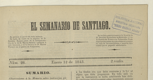 Observaciones sobre “Memoria sobre el modo más conveniente de reformar la instrucción pública en Chile”