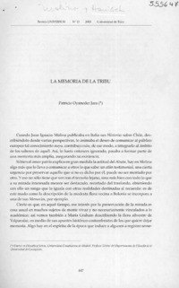 La Memoria de la tribu  [artículo] Patricio Oyaneder Jara