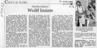 Wolff insiste  [artículo] Juan Antonio Muñoz H.