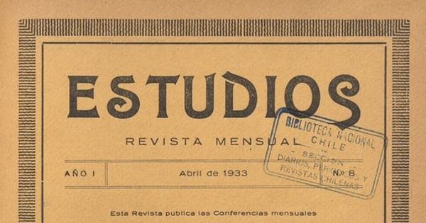 Estudios: número 8, abril de 1933