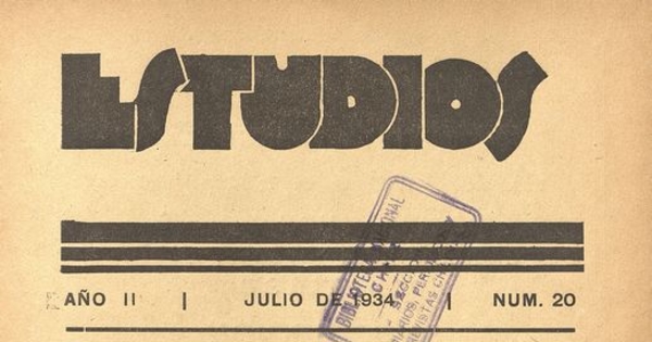 Estudios: número 20, julio de 1934