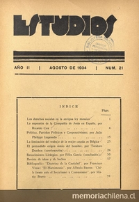 Estudios: número 21, agosto de 1934