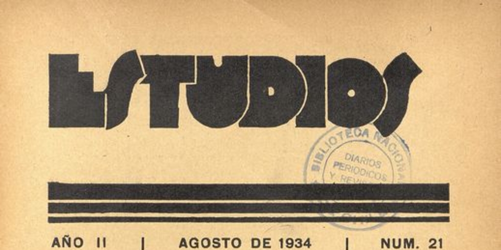 Estudios: número 21, agosto de 1934