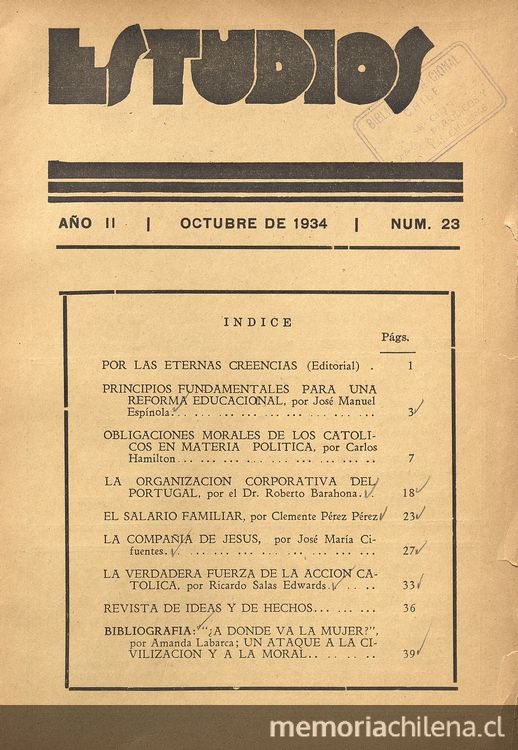 Estudios: número 23, octubre de 1934