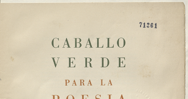 Caballo verde para la poesía : número 1, octubre de 1935