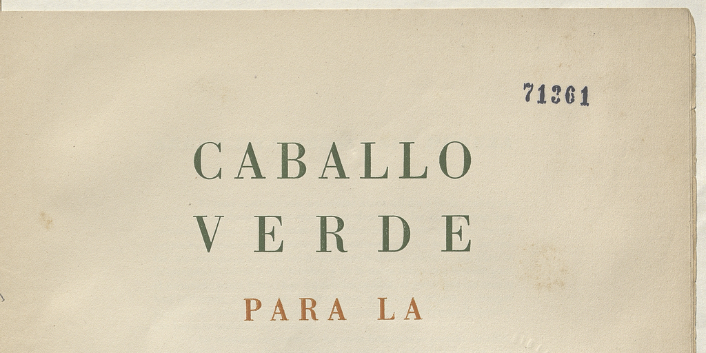 Caballo verde para la poesía : número 1, octubre de 1935