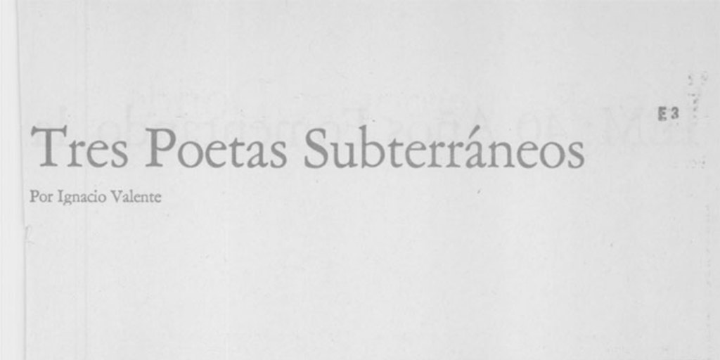 Tres poetas subterráneos