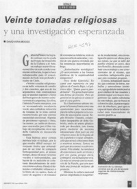 Veinte tonadas religiosas y una investigación esperanzada  [artículo] David Vera-Meiggs.