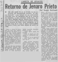 Retorno de Jenaro Prieto