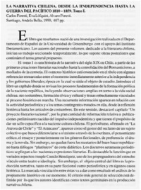 La narrativa chilena. Desde la independencia hasta la Guerra del Pacífico 1810-1859. Tomo I