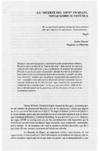 La "muerte del arte" en Hegel, notas sobre su estética