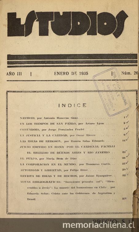 Estudios: número 26, enero de 1935