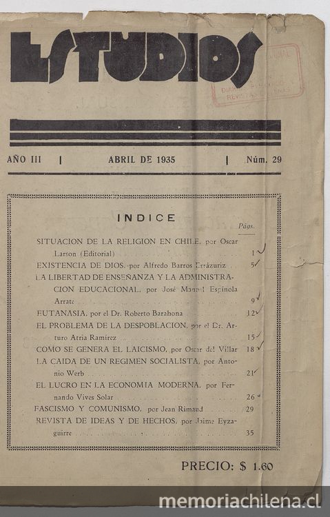 Estudios: número 29, abril de 1935