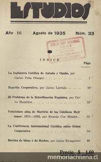 Estudios: número 33, agosto de 1935