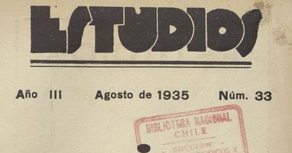 Estudios: número 33, agosto de 1935