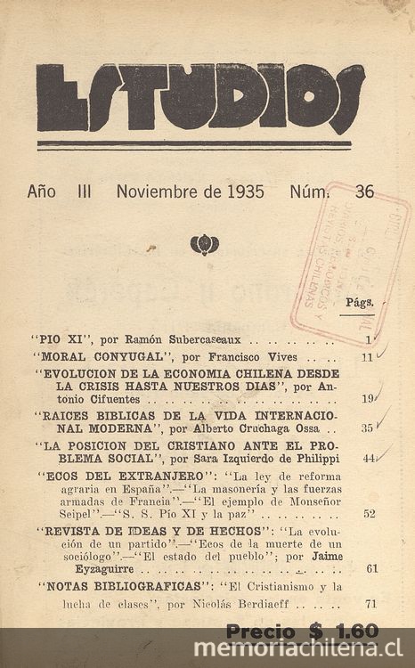 Estudios: número 36, noviembre de 1935