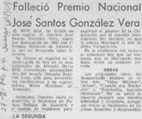 Falleció premio nacional José Santos González Vera.