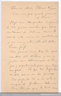 [Carta], 1900 feb. 8 Buenos Aires, Argentina <a> Rubén Darío [manuscrito]