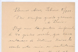 [Carta], 1900 feb. 8 Buenos Aires, Argentina <a> Rubén Darío [manuscrito]