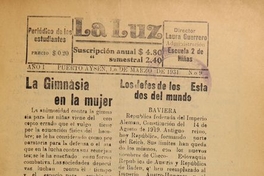 La Luz. Escuela N.º 2 de Niñas, Puerto Aysén, Año 1, N.º 9, 1 de Marzo de 1931, página 2.