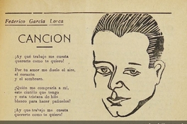 "Canción" de Federico García Lorca en revista Vértebra del Liceo de Hombres de La Serena.