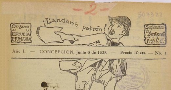 Portada de Andarín, "órgano de la Escuela Primaria". Concepción, 1928.