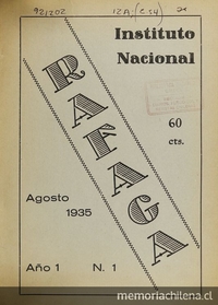 Directorio de la revista Ráfaga del Instituto Nacional de Chile, 1935.
