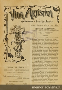 Editorial Vida Artística, Año I, N° 1, Concepción, abril de 1910, 1.