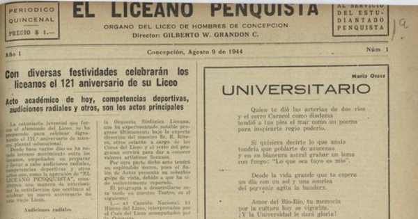 El Liceano penquista / Organo del Liceo de Hombres de Concepción.