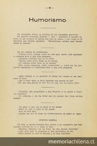 Ráfaga. Instituto Nacional, Santiago. Año 1, N.º 1, Agosto 1935, página 18. Humorismo. Ráfaga. Instituto Nacional, Santiago. Año 1, N.º 1, Agosto 1935, página 18. Humorismo.
