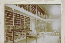 Interior de biblioteca colonial, hacia 1800