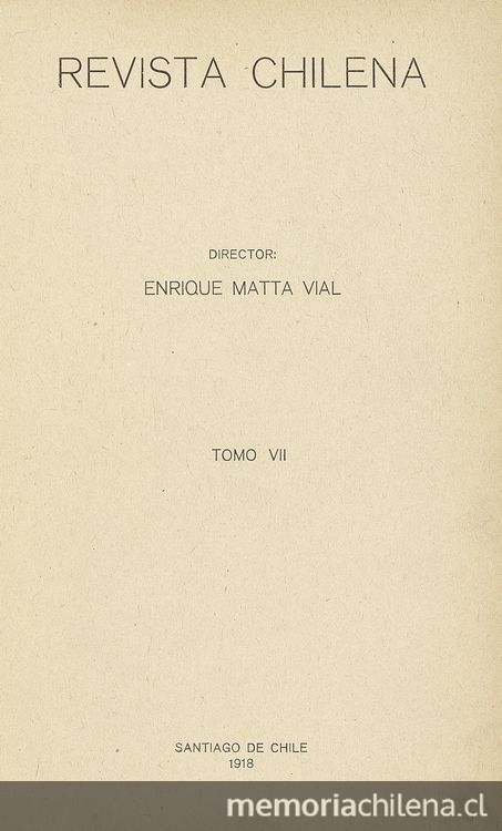 Revista chilena : tomo VII, número 19, 1918