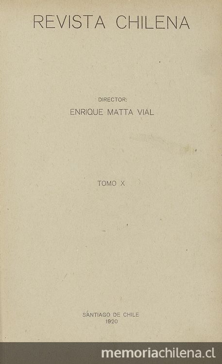 Revista chilena: tomo X, número 33, 1920