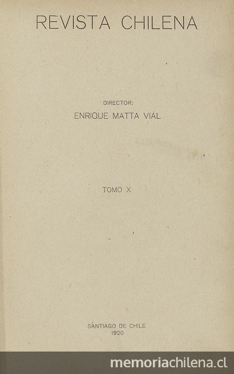 Revista chilena: tomo X, número 34, agosto de 1920