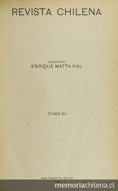 Revista chilena: tomo XII, número 44, 1921