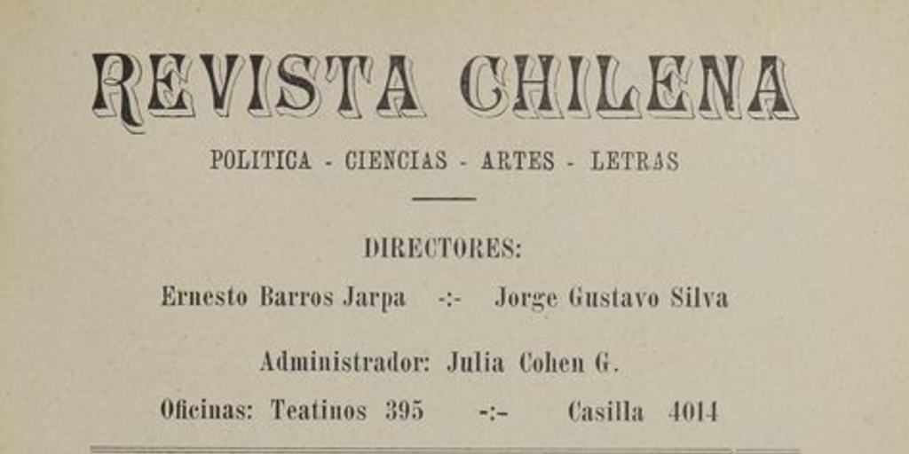 Revista chilena: año 10, número 73, marzo de 1926