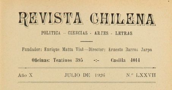 Revista chilena: año 10, número 77, julio de 1926