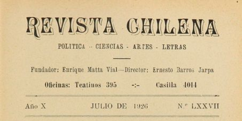 Revista chilena: año 10, número 77, julio de 1926