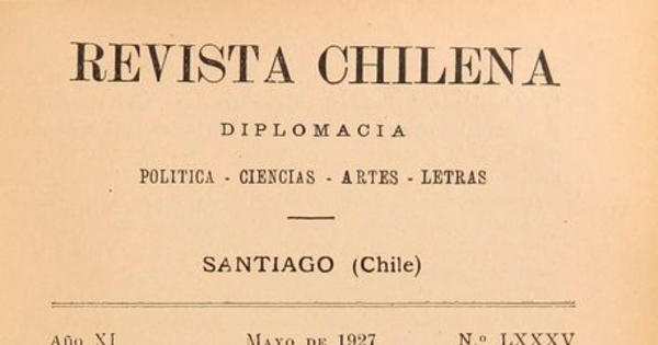 Revista chilena: año 11, número 85, mayo de 1927