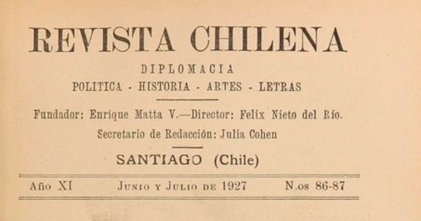 Revista chilena: año 11, números 86-87, junio-julio de 1927