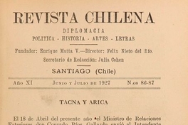 Revista chilena: año 11, números 86-87, junio-julio de 1927