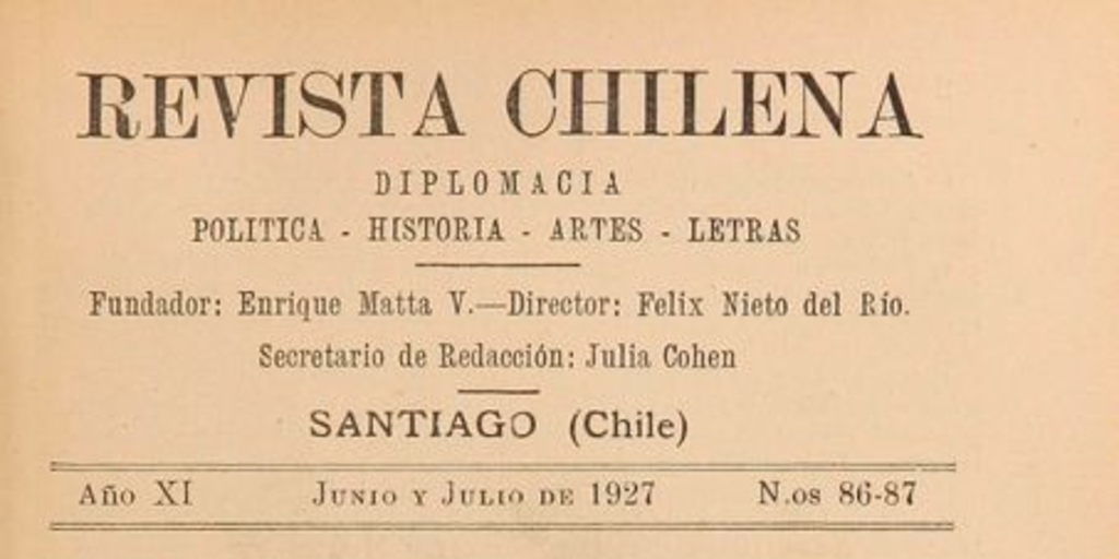 Revista chilena: año 11, números 86-87, junio-julio de 1927