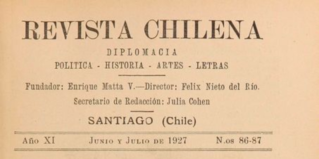 Revista chilena: año 11, números 86-87, junio-julio de 1927