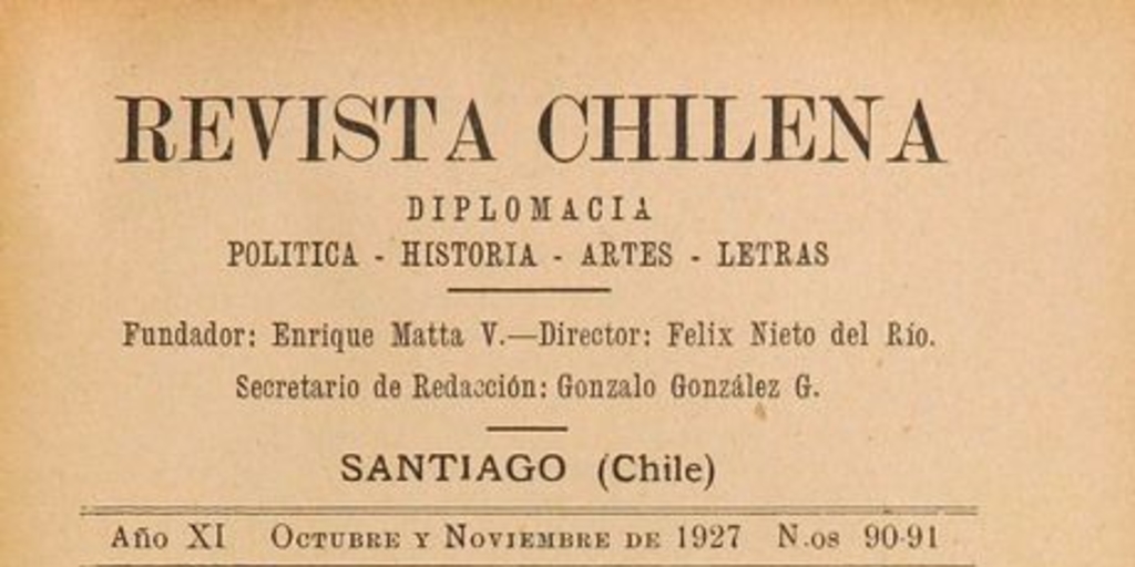 Revista chilena: año 11, números 90-91, octubre-noviembre de 1927